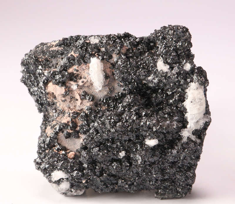 Calcite on Hausmannite, N'Chwaning II, Northern Cape, South Africa