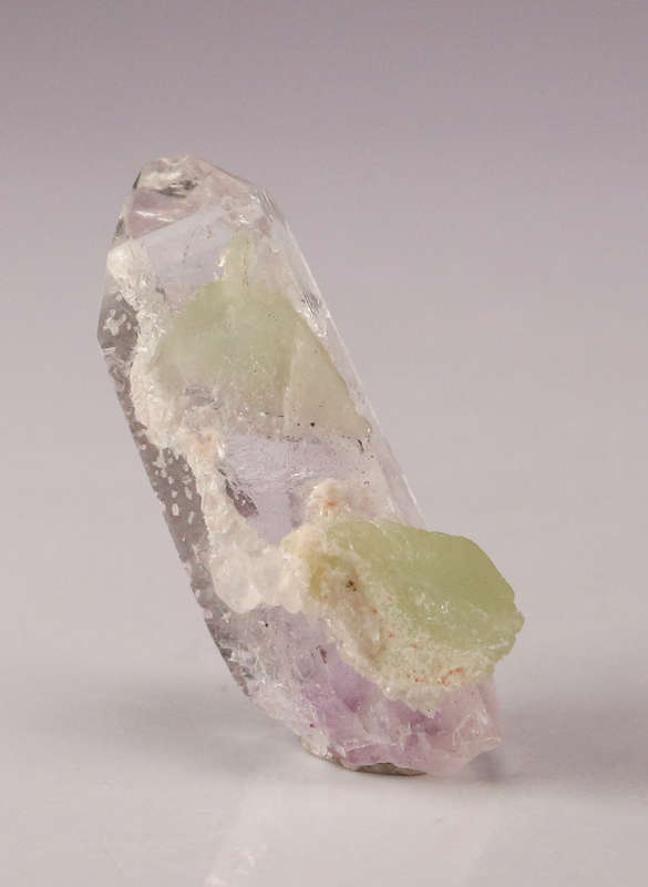 Prehnite on Amethyst incl Quartz, Gobobosebberge Mnt, Namibia