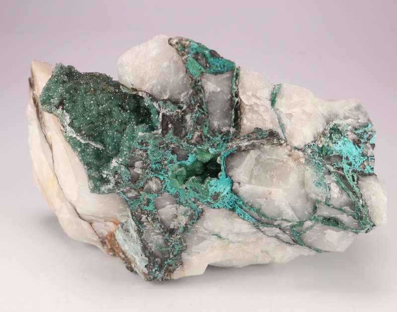 Quartz over Zincolibethenite on Quartz, Skorpion Mine, Karas Region, Namibia