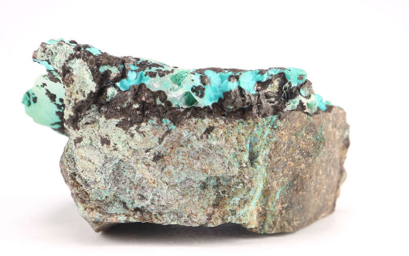 Quartz over Chrysocolla on Matrix, Skorpion Mine, Karas Region, Namibia
