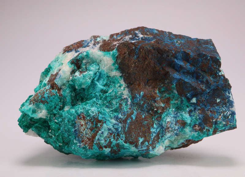 Calcite on Dioptase on Matrix, Tantara Mine, DRC