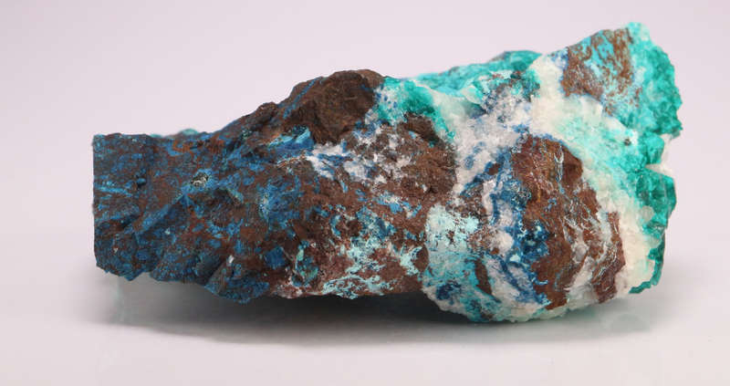Calcite on Dioptase on Matrix, Tantara Mine, DRC