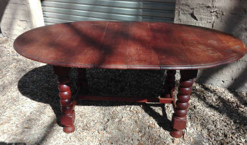 BURMESE TEAK 1930's OVAL 6 =8 SEAT DINING ROOM TABLE.