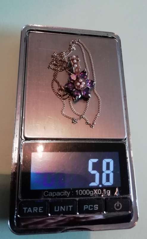 VINTAGE STERLING SILVER PENDANT. AMETHYST AND PEARLS.