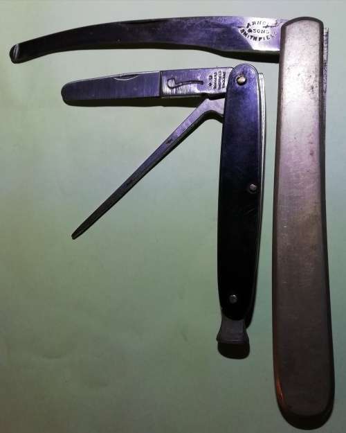 VINTAGE ROGERS PIPE KNIFE, ETC.