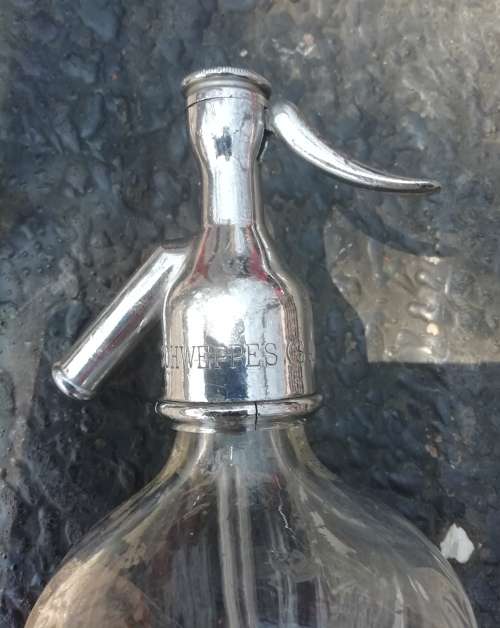SCHWEPPES SODA WATER BOTTLE.