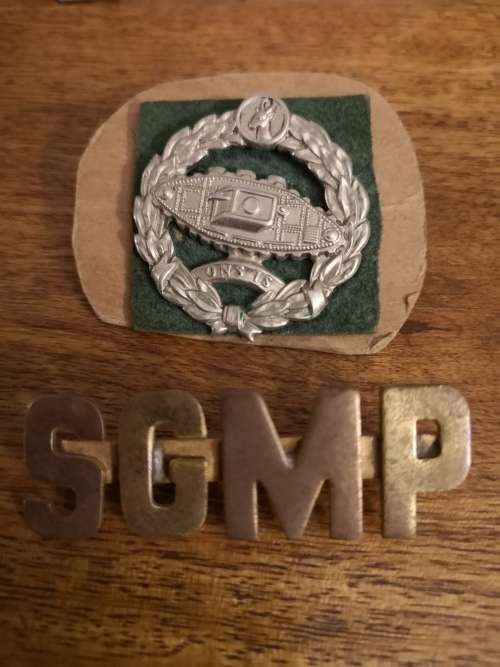TWO SA ARMY CAP BADGES.