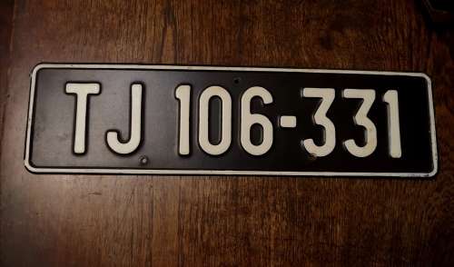 VINTAGE CAR NUMBER PLATE.