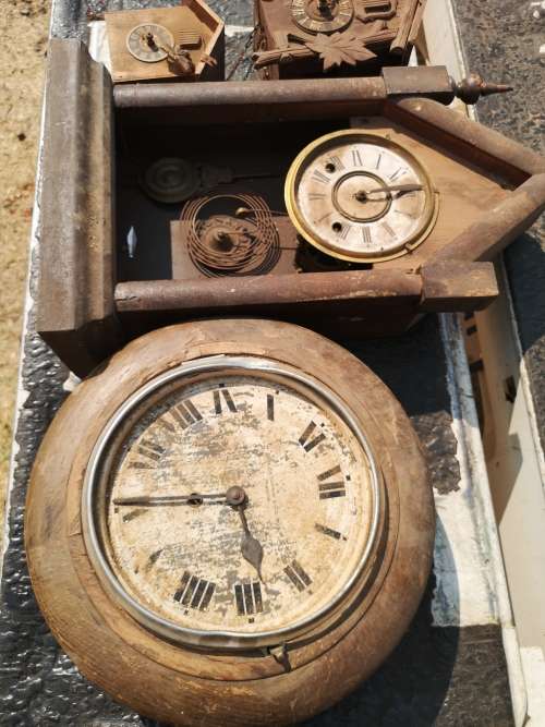 FOUR CLOCKS. FOR RESTORATION,,,PARTS.