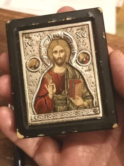 SILVER,, ( 950) ART WORK OF RELIGIOUS BYZANTINE ICON.