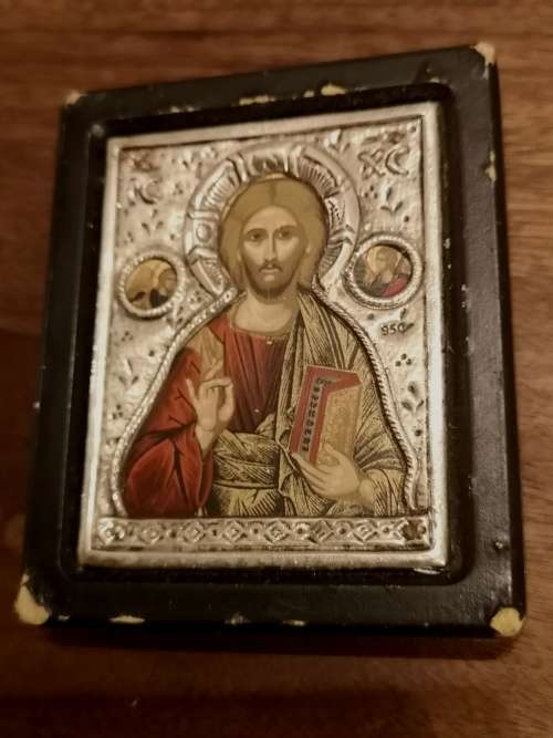 SILVER,, ( 950) ART WORK OF RELIGIOUS BYZANTINE ICON.