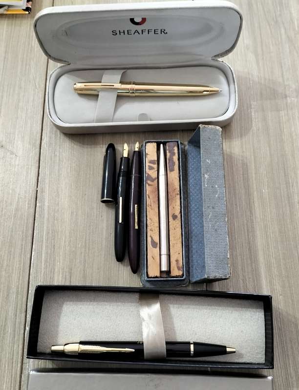 COLLECTION RARE PENS AND STERLING SILVER PENCIL.