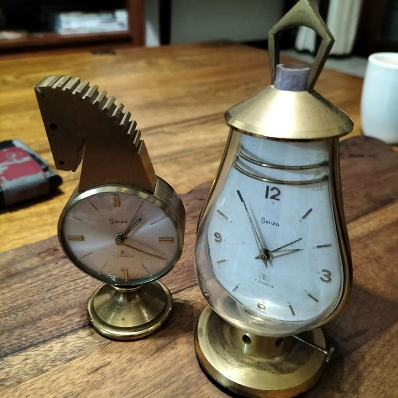 RARE SWIZA, SWISS MADE, TABLE ALARM CLOCKS.