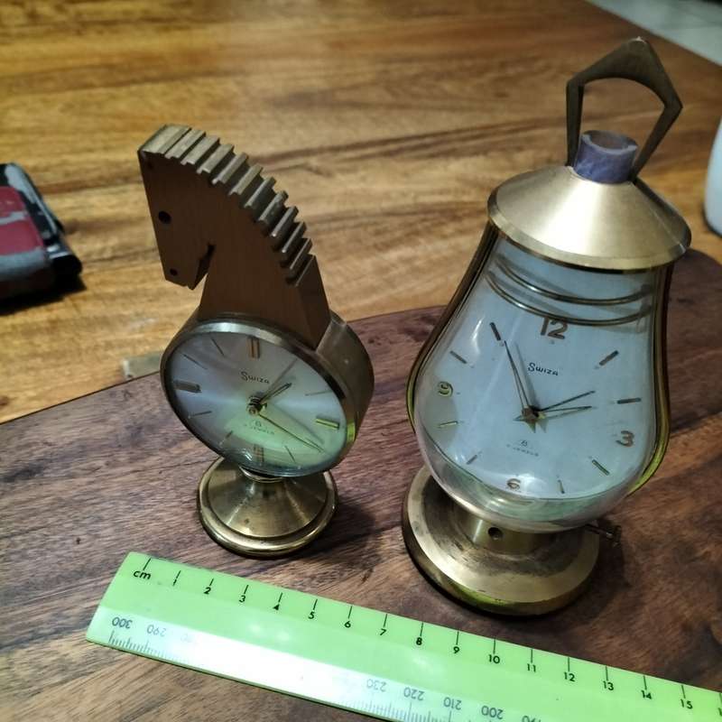 RARE SWIZA, SWISS MADE, TABLE ALARM CLOCKS.