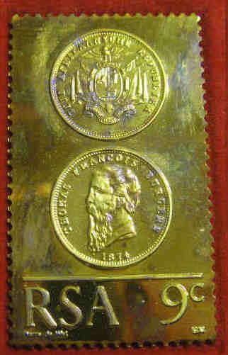 18 Carat GOLD Stamp-Medallion : Commemorating the Burgers Pond with its Centenary (1874-1974)