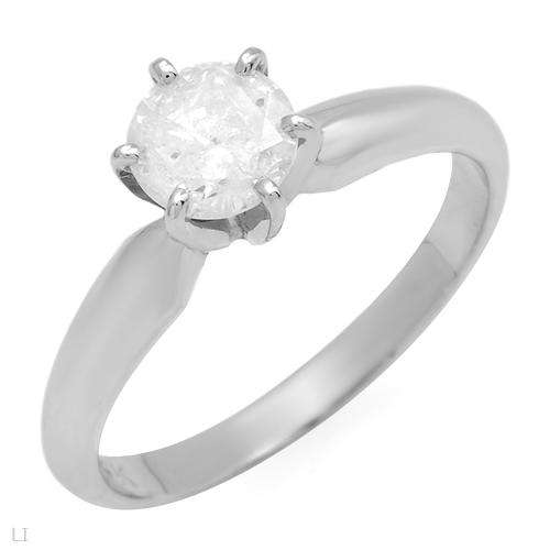 SOLITAIRE DIAMOND RING SET IN 14 K WHITE GOLD 0.75ctw  WOW!!!