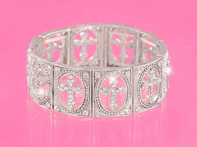 BEUTIFULL  CROSS BRACELET  WITH SWAROVSKI CRYSTALS ............AWESOME 