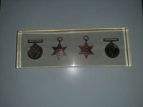 Perspex framed Africa Service Medals