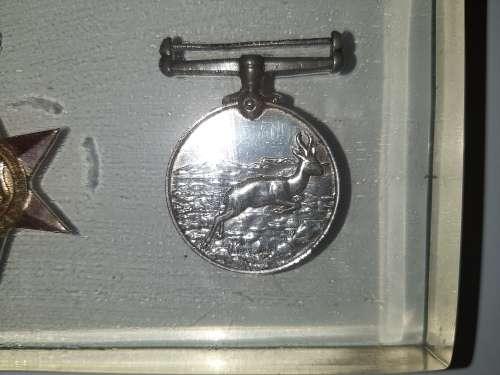 Perspex framed Africa Service Medals