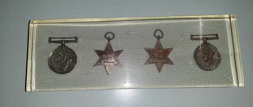 Perspex framed Africa Service Medals