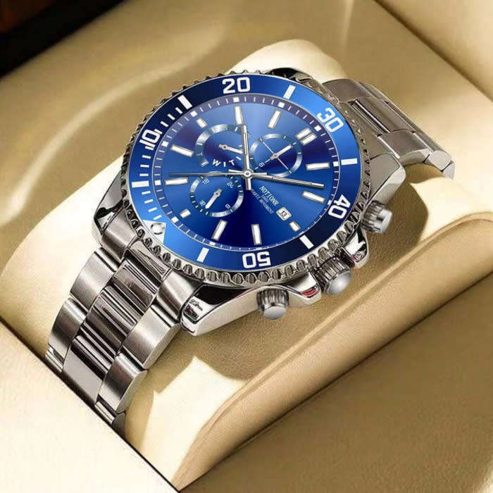**BARGAIN** Men Silver Stainless Steel Round Dial Watch