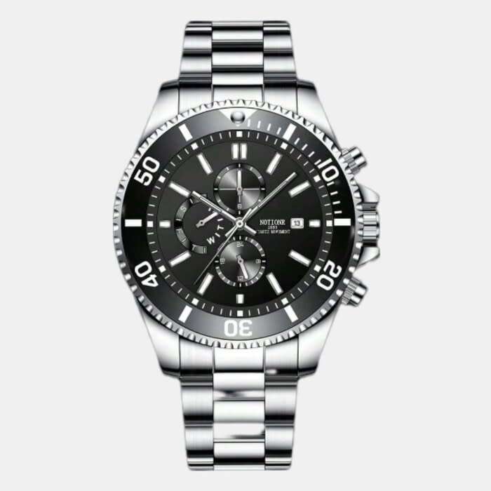 **BARGAIN** Premium Mens Silver Stainless Steel Round Dial Watch