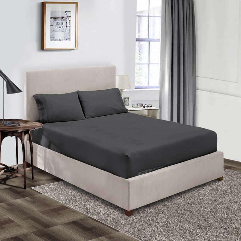 **BARGAIN** Queen Size Microfibre Fitted Sheet - Dark Grey