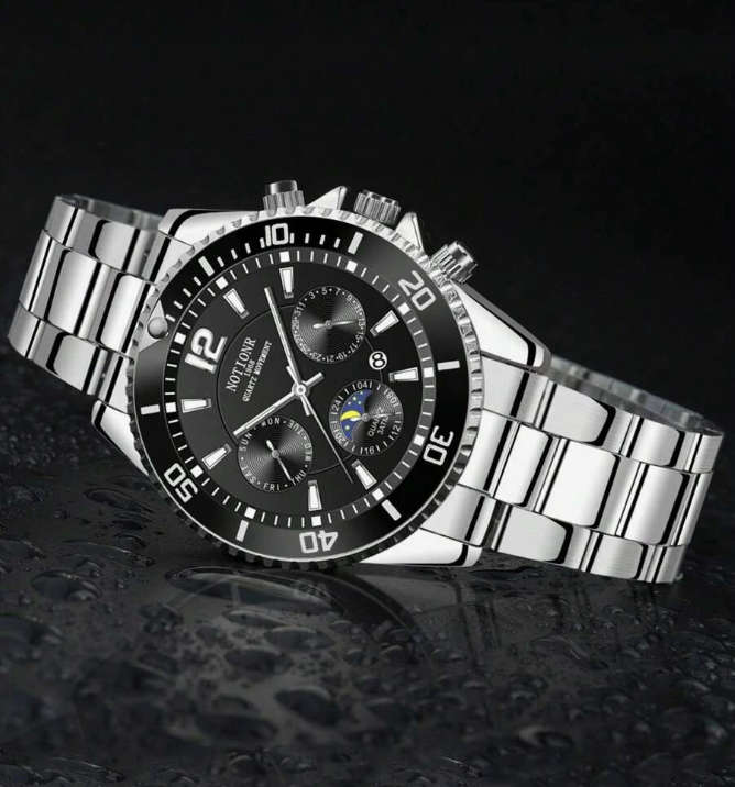 **BARGAIN** Men Silver Stainless Steel Round Dial Watch