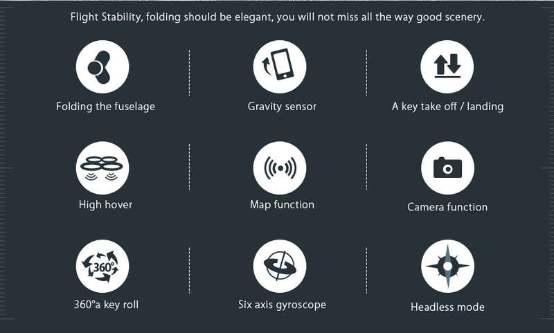 Foldable Mini Drone, Wifi Camera, Live Video Drone with Altitude Hold Function