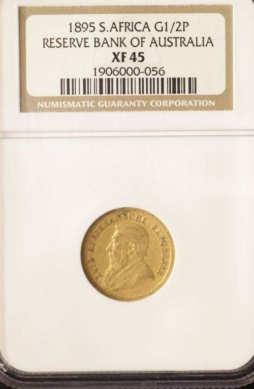 SOUTH AFRICA 1895 HALFPONDE GRADED XF45 BY NGC (EX AUSTRALIAN RESERVE BANK)