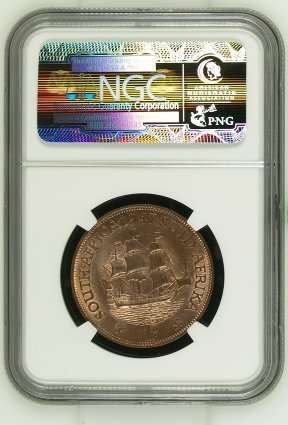 UNION OF SOUTH AFRICA 1947 PENNY GRADED MS64RB BY NGC