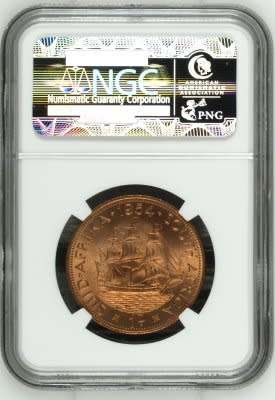 UNION OF SOUTH AFRICA 1954 PENNY GRADED MS63 RD BY NGC