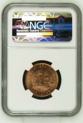 UNION OF SOUTH AFRICA 1954 HALF PENNY GRADED MS64 RD BY NGC