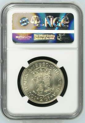 UNION OF SOUTH AFRICA 1960 HALFCROWN GRADED MS65 BY NGC