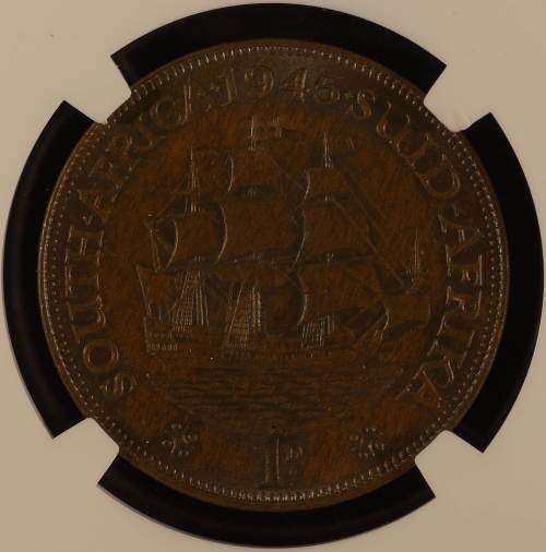 UNION OF SOUTH AFRICA 1945 PENNY GRADED MS65 BN BY NGC