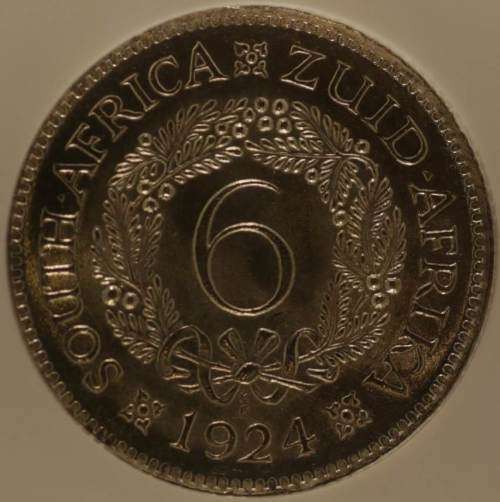 UNION OF SOUTH AFRICA 1924 SIXPENCE GRADED MS63 BY NGC
