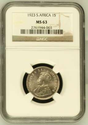 UNION OF SOUTH AFRICA 1923 SHILLING GRADED MS63 BY NGC