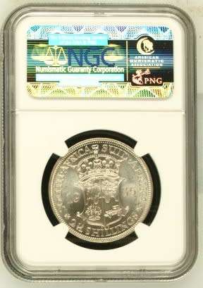 UNION OF SOUTH AFRICA 1935 HALFCROWN GRADED MS62 BY NGC (EXCEPTIONAL MS62 COIN)