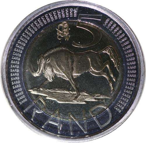 REPUBLIC OF SOUTH AFRICA 2007 COIN WORLD (OOM PAUL) FIVE RAND, MINTAGE 2354