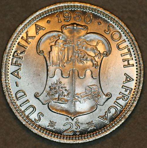 UNCIRCULATED UNION OF SOUTH AFRICA 1960 TWO SHILLINGS (2S)