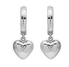 Silver, heart hoop earrings