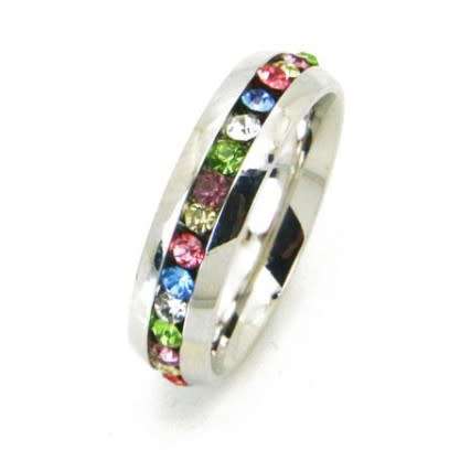 Rainbow stone ring - size 7 - see ring chart