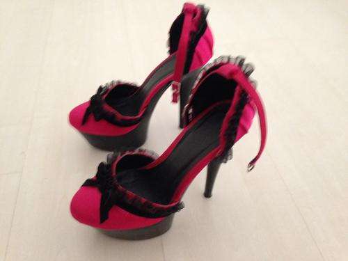 Pink and black vintage heels