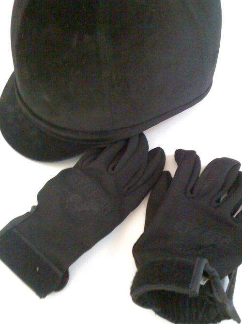 Brand new Kids helmet and riding gloves