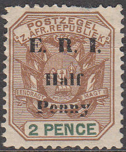 Transvaal - 1901 - SACC 249 - Ovpt "E.R.I Half Penny" in Black with MAJOR VAR. M*
