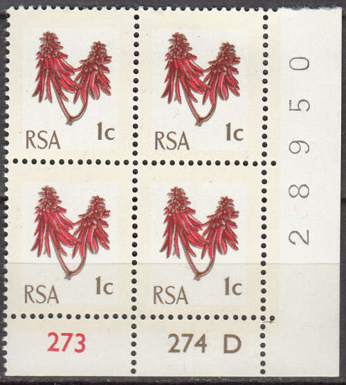 RSA 1969-1972 SACC 288 D block S5mm - CB - M** -  please see below