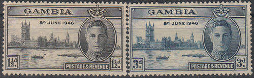 Victory 1st Anniversary 2v - 8th June 1946 - Gambia - MH