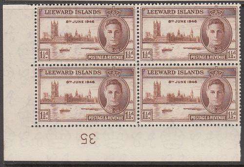 Victory Sets - 1946 - Leeward Island  1 1/2d CB + set singles MH - Please see below