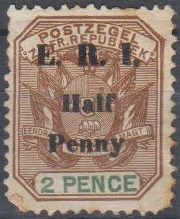 Transvaal - 1901 - Ovpt E.R.I Half Penny -   SACC 249 - M*  with toning