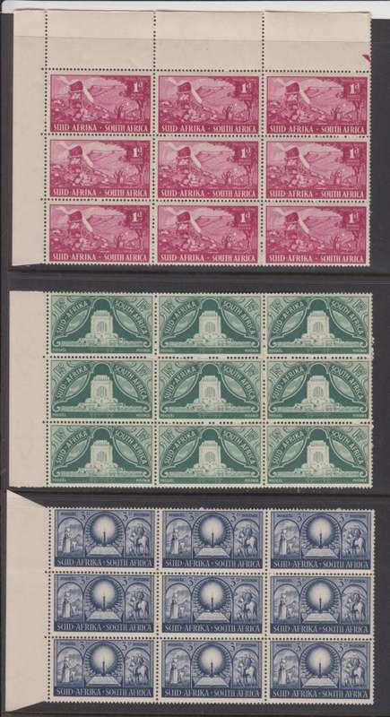 UNION OF SA - SACC 130-132 - full set x 9 ( blocks of 9 x 3) - M** not some loose perfs